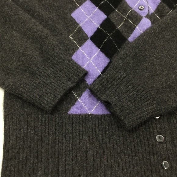 Lord & Taylor Argyle Cashmere Cardigan - Picture 4 of 6